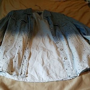 Ombre denim shacket
